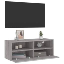 Berkfield Home TV Wall Cabinet Grey Sonoma 80x30x30 cm Engineered Wood - Size: 80 x 30 x 30 cm - thumbnail 6