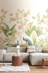Origin Murals Peacock Garden Wall Mural - Size: W300 cm x H240 cm