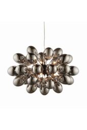 Netlighting Infinity Pendant Black Chrome Effect Plate & Smokey Mirror Effect Tinted Glass 8 Light Dimmable IP20 G9