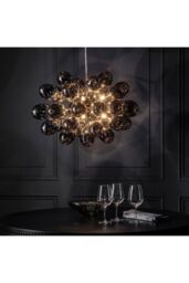 Netlighting Infinity Pendant Black Chrome Effect Plate & Smokey Mirror Effect Tinted Glass 8 Light Dimmable IP20 G9 - thumbnail 2