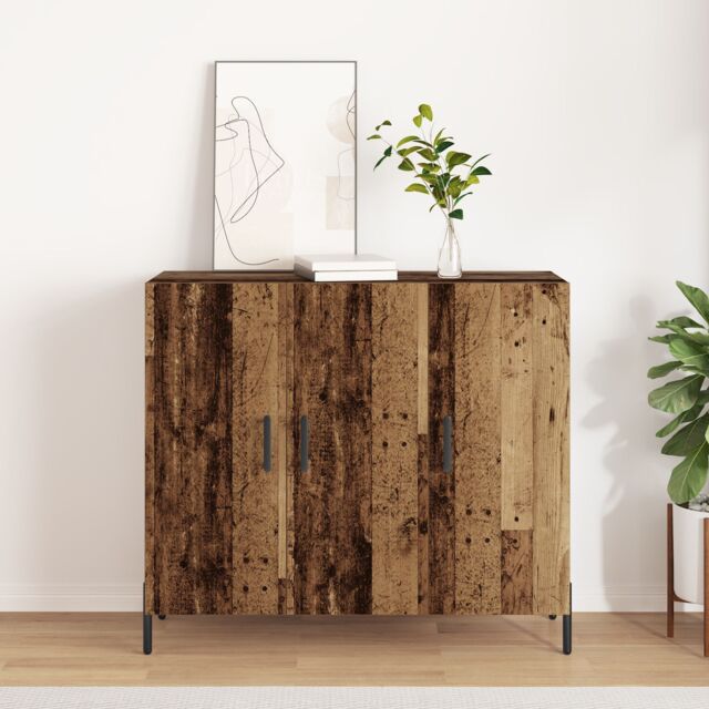 Berkfield Home Sideboard in Vintage Wood - 90x34x80 cm, Made of Engineered Wood in Brown - Size: 90 x 34 x 80 cm - image 1