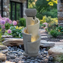Charles Bentley Seine Cascading Water Feature - Mains Powered in Grey - thumbnail 1