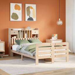 Berkfield Home Decorative Bookcase Bed without Mattress 135x190 cm Double Solid - thumbnail 2