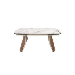 Angel Cerda Oval Extendable Dining Table with Porcelain-Marble Top in White - thumbnail 2