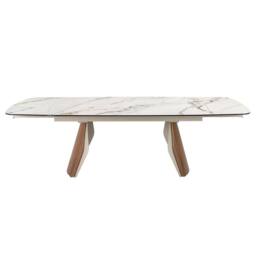 Angel Cerda Oval Extendable Dining Table with Porcelain-Marble Top in White - thumbnail 6