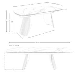 Angel Cerda Oval Extendable Dining Table with Porcelain-Marble Top in White - thumbnail 8