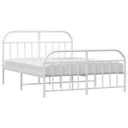 Berkfield Home Metal Bed Frame with Headboard & Footboard White 140x200 cm - thumbnail 4