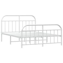 Berkfield Home Metal Bed Frame with Headboard & Footboard White 140x200 cm - thumbnail 5