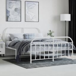 Berkfield Home Metal Bed Frame with Headboard & Footboard White 140x200 cm - thumbnail 3