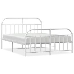 Berkfield Home Metal Bed Frame with Headboard & Footboard White 140x200 cm - thumbnail 2