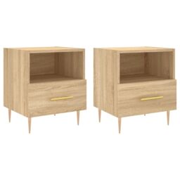 Berkfield Home Bedside Cabinets 2 pcs Sonoma Oak 40x35x47.5 cm Engineered Wood in Brown - thumbnail 2