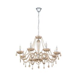 Loops Pendant Ceiling Light Colour Chrome Shade Cognac Coloured Glass Bulb E14 8x40W in Clear - thumbnail 1