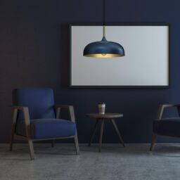 Milagro Pendant Lamp Lincoln Blue/Gold 1XE27 35cm in Navy