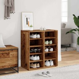 Berkfield Home Shoe Cabinets 2 pcs Old Wood 32x35x70 cm Engineered Wood in Brown - Size: 32 x 35 x 70 cm - thumbnail 3