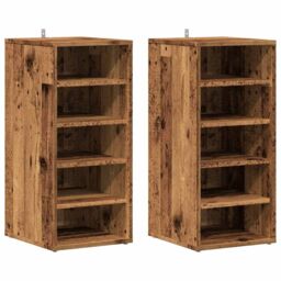 Berkfield Home Shoe Cabinets 2 pcs Old Wood 32x35x70 cm Engineered Wood in Brown - Size: 32 x 35 x 70 cm - thumbnail 2