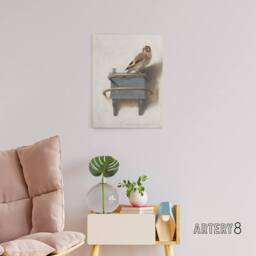 "Artery8 Carel Fabritius The Goldfinch Bird Canvas Wall Art Print in Beige - Size: W18"" x H24""" - thumbnail 3