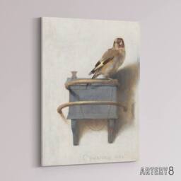 "Artery8 Carel Fabritius The Goldfinch Bird Canvas Wall Art Print in Beige - Size: W18"" x H24""" - thumbnail 2