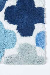 Homescapes Blue & Grey Pattern Cotton Bath Mat - thumbnail 2