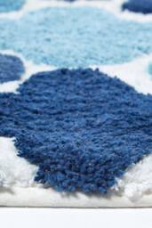 Homescapes Blue & Grey Pattern Cotton Bath Mat - thumbnail 3