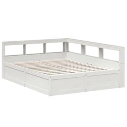 Berkfield Home Bookcase Bed without Mattress White 150x200cm Solid Wood Pine - Size: 150x200 cm - thumbnail 3