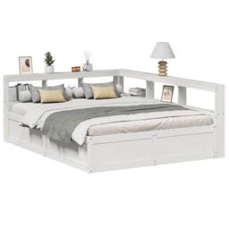 Berkfield Home Bookcase Bed without Mattress White 150x200cm Solid Wood Pine - Size: 150x200 cm - thumbnail 1