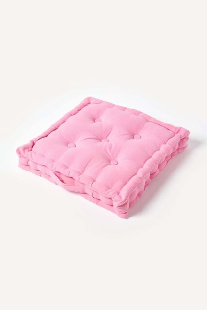 Homescapes Plain Cotton Floor Cushion in Pink - Size: 50 cm x 50 cm - image 1