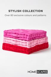 Homescapes Plain Cotton Floor Cushion in Pink - Size: 50 cm x 50 cm - thumbnail 6