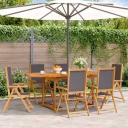 Berkfield Home 7 Piece Garden Dining Set Anthracite Fabric & Solid Wood