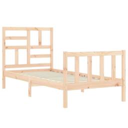 Berkfield Home Bed Frame with Headboard 100x200 cm Solid Wood in Natural - thumbnail 5