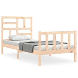 Berkfield Home Bed Frame with Headboard 100x200 cm Solid Wood in Natural - thumbnail 1