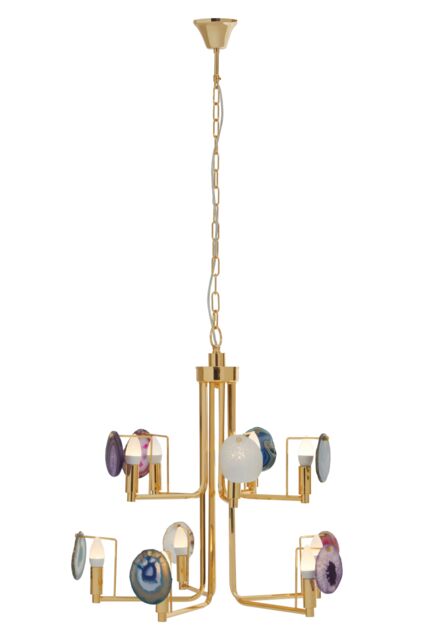 Orsina Contemporary Gold Agate 10-Light Pendant Ceiling Light, Modern Statement Lighting Fixture With Metal Frame - image 1