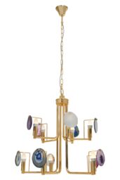 Orsina Contemporary Gold Agate 10-Light Pendant Ceiling Light, Modern Statement Lighting Fixture With Metal Frame - thumbnail 4
