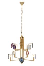 Orsina Contemporary Gold Agate 10-Light Pendant Ceiling Light, Modern Statement Lighting Fixture With Metal Frame - thumbnail 3