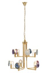Orsina Contemporary Gold Agate 10-Light Pendant Ceiling Light, Modern Statement Lighting Fixture With Metal Frame - thumbnail 1