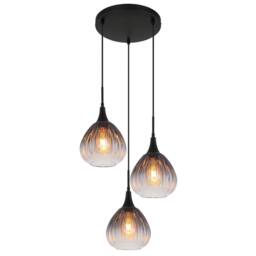 Netlighting Olsen Cluster Pendant Matt Black Smoke Glass Shade 3x E27