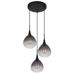 Netlighting Olsen Cluster Pendant Matt Black Smoke Glass Shade 3x E27 - thumbnail 2