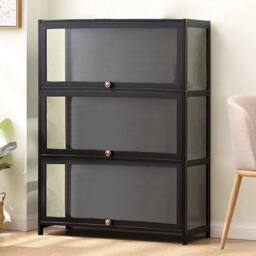 FLAVORA Black bamboo & Acrylic Figurines Toys Storage Display - Size: 0.6m2 - thumbnail 3