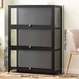 FLAVORA Black bamboo & Acrylic Figurines Toys Storage Display - Size: 0.6m2 - thumbnail 2