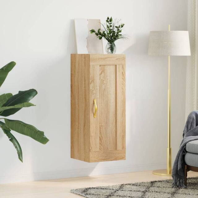 Berkfield Home Wall Mounted Cabinet Sonoma Oak 34.5x34x90 cm Engineered Wood in Brown - image 1