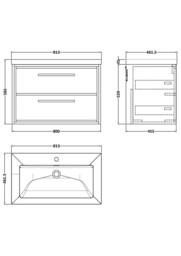 Balterley Bathroom 2 Soft-Close Drawer Wall Hung Fireclay Basin, Grey, 800mm in Grey - thumbnail 2