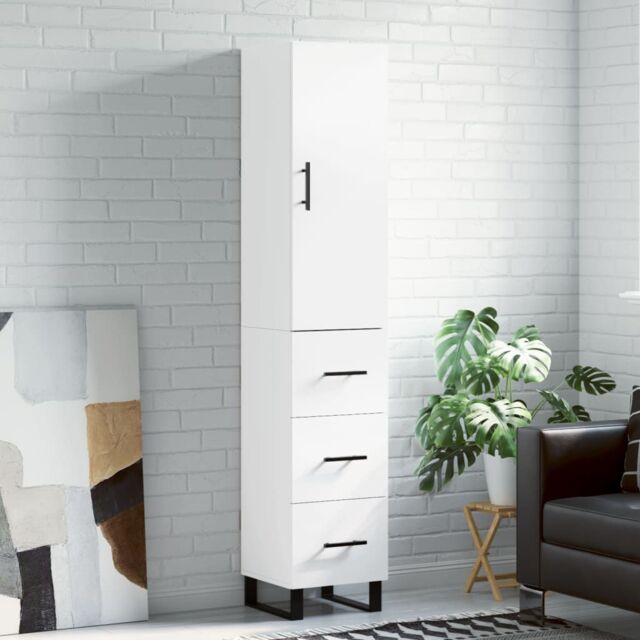 Berkfield Home Highboard White 34.5x34x180 cm Engineered Wood - image 1