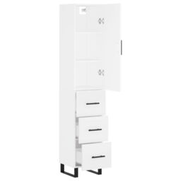 Berkfield Home Highboard White 34.5x34x180 cm Engineered Wood - thumbnail 4