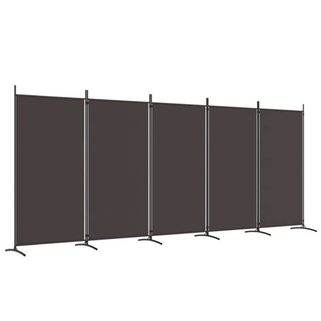 Berkfield Home 5-Panel Room Divider Brown 433x180 cm Fabric - image 1