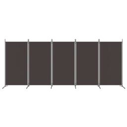 Berkfield Home 5-Panel Room Divider Brown 433x180 cm Fabric - thumbnail 3