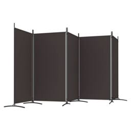 Berkfield Home 5-Panel Room Divider Brown 433x180 cm Fabric - thumbnail 5