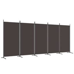 Berkfield Home 5-Panel Room Divider Brown 433x180 cm Fabric - thumbnail 1