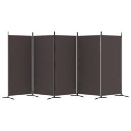 Berkfield Home 5-Panel Room Divider Brown 433x180 cm Fabric - thumbnail 4