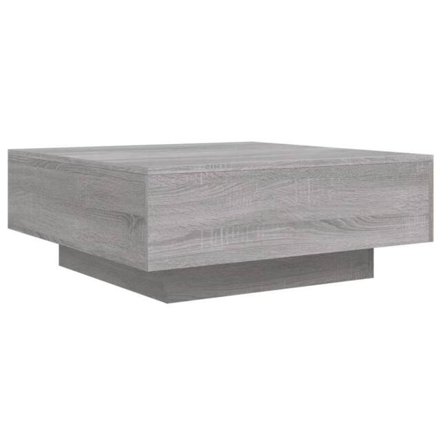 Berkfield Home Modern Coffee Table with LED Lights Grey Sonoma 80x80x31 cm - Size: 80 x 80 x 31 cm - image 1