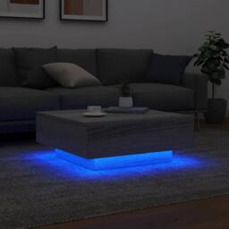 Berkfield Home Modern Coffee Table with LED Lights Grey Sonoma 80x80x31 cm - Size: 80 x 80 x 31 cm - thumbnail 4