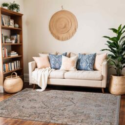 Livabliss Kemer-Washable Beige Grey Blue Traditional Vintage Boho Living Dining Rug in Taupe - Size: 200 cm x 275 cm - thumbnail 8